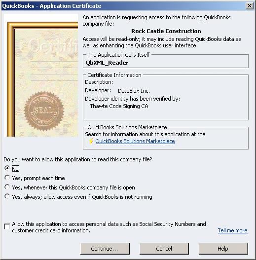 Certify Dialog